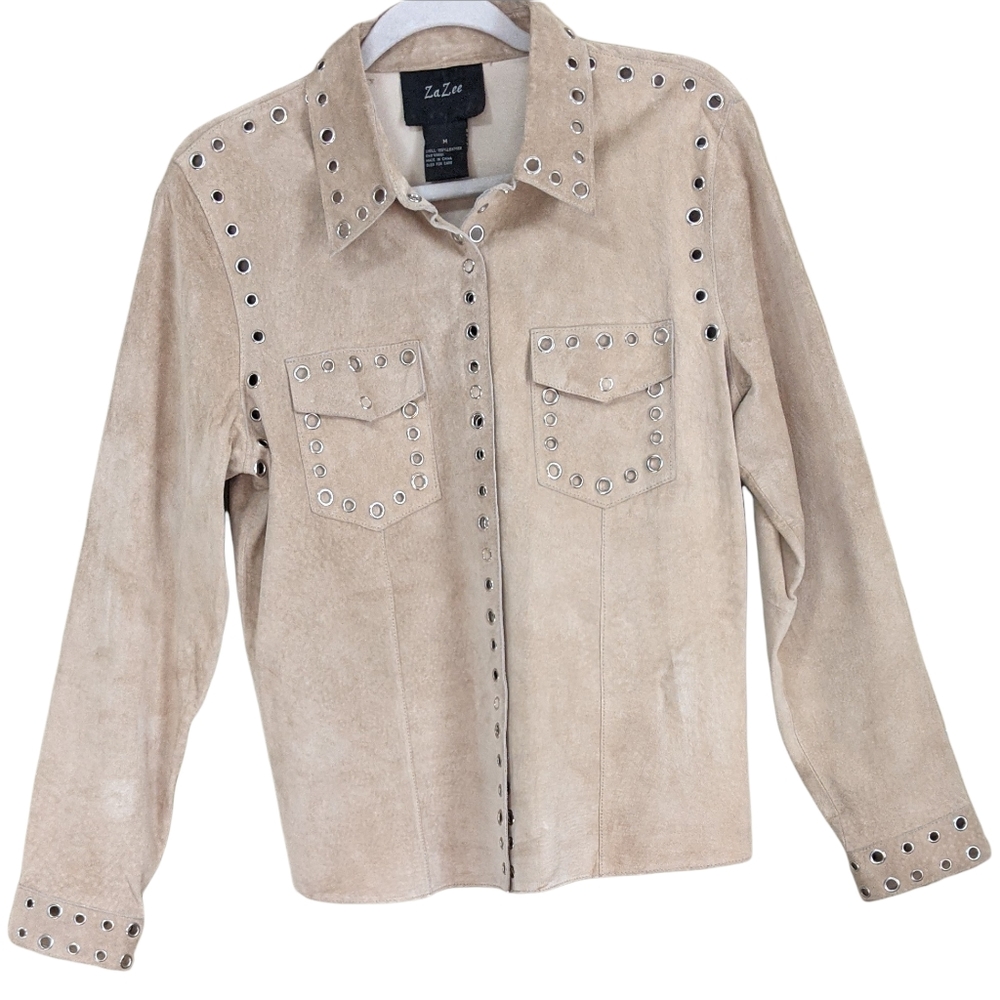 Za Zee suede leather suede jacket boho cowgirl snaps shackett Medium
